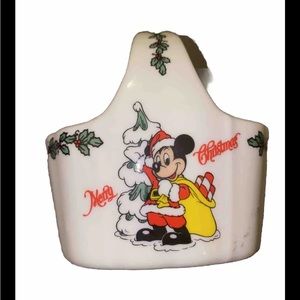 Walt Disney Mickey Mouse Merry Christmas Ceramic Basket 1968